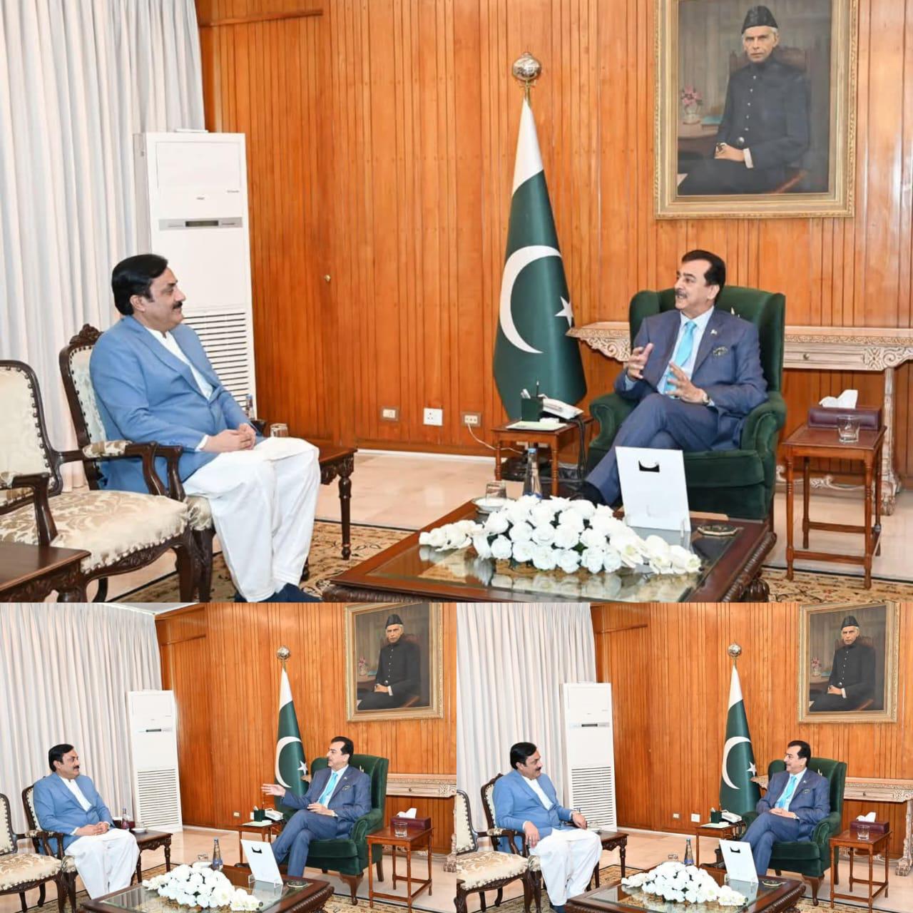 Acting President Yousaf Raza Gilani and Acting Chairman Senate Syedaal Khan Discuss National and Political Affairs