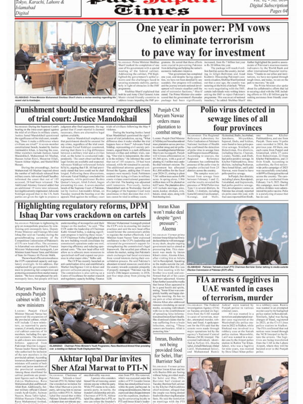 One year in power: PM vows to eliminate terrorism to pave way for investment