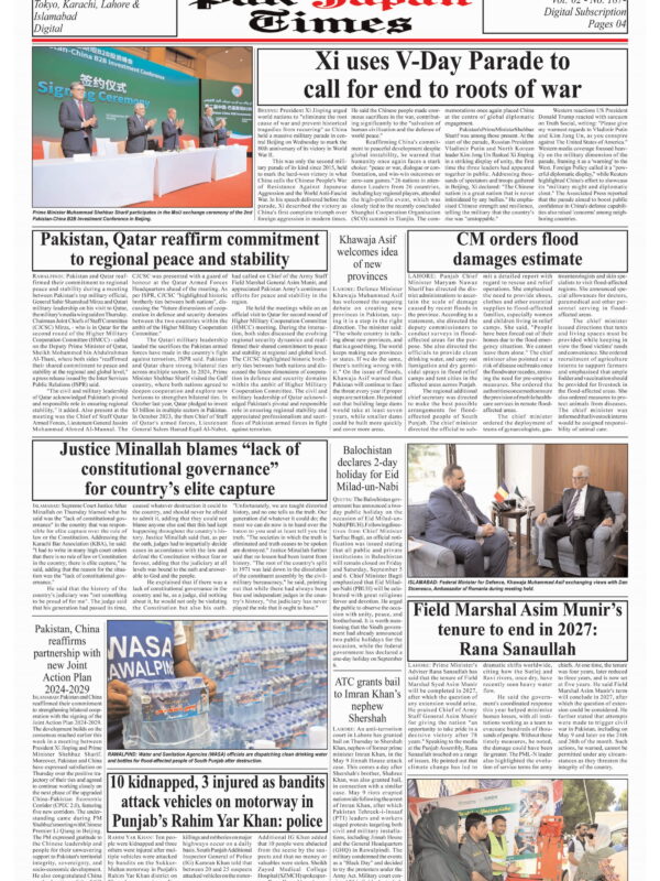 Xi uses V-Day Parade to call for end to roots of war