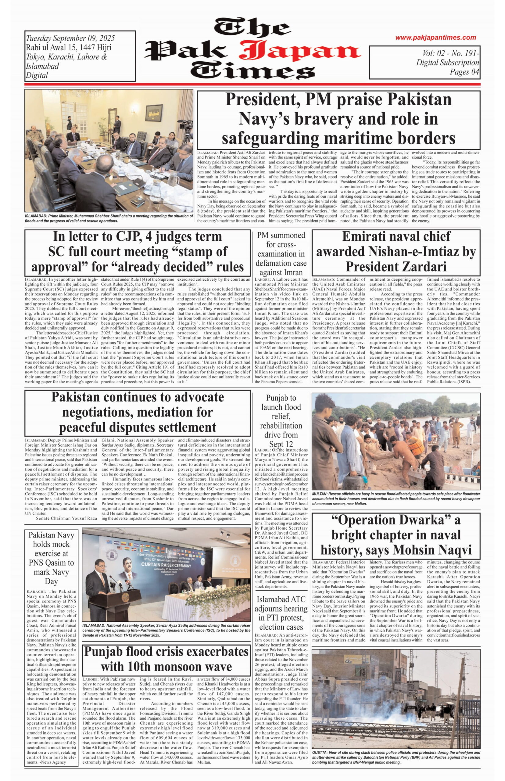 President, PM praise Pakistan Navy’s bravery and role in safeguarding maritime borders