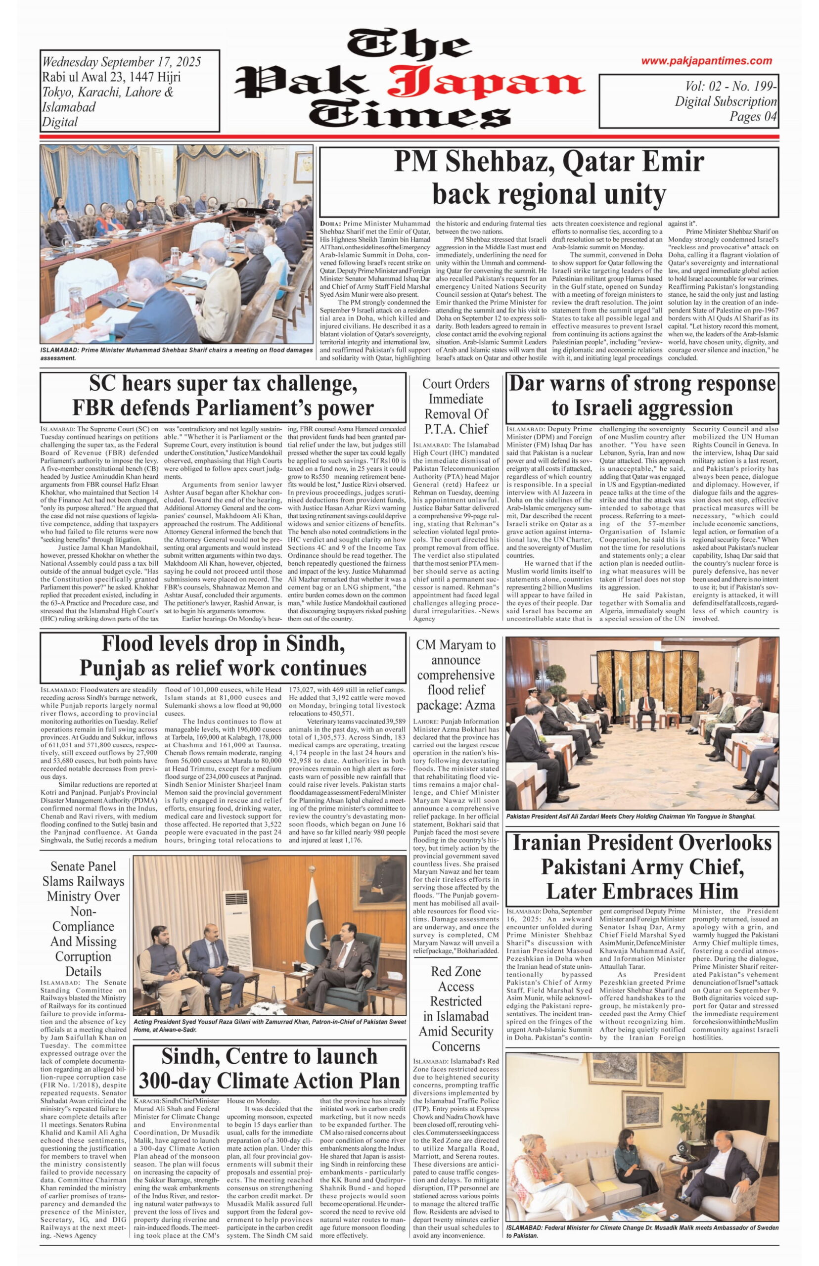 PM Shehbaz, Qatar Emir back regional unity
