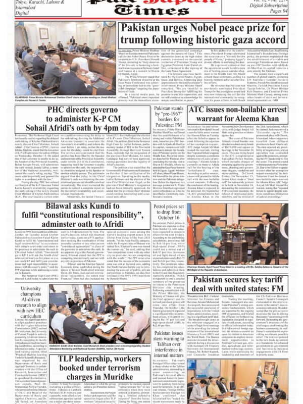 Pakistan urges Nobel peace prize for trump following historic gaza accord