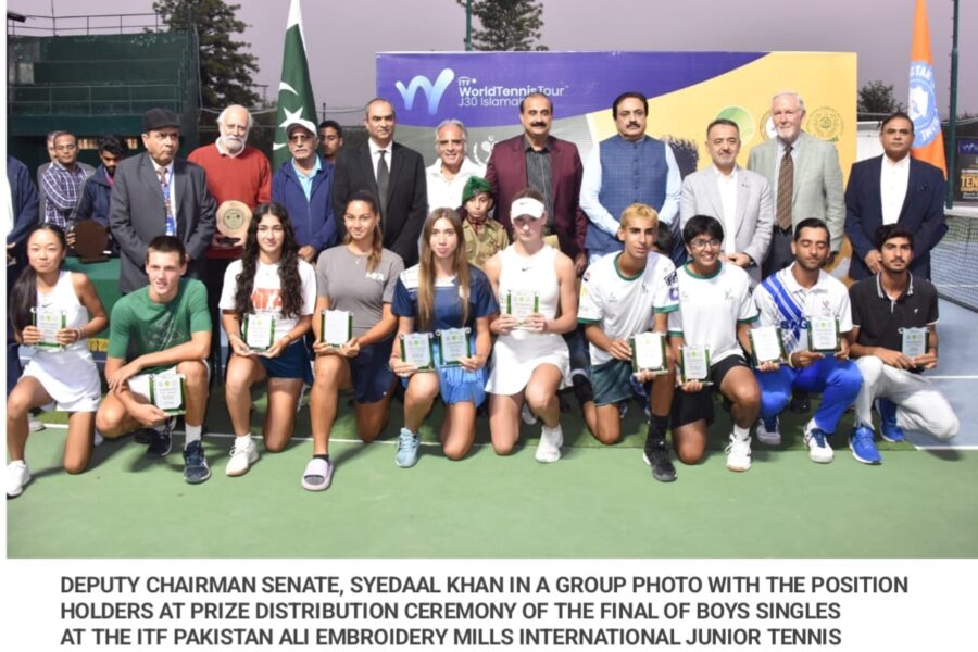 Deputy Chairman Senate Praises Youthful Spirit at Ali Embroidery Mills International Junior Tennis Championship