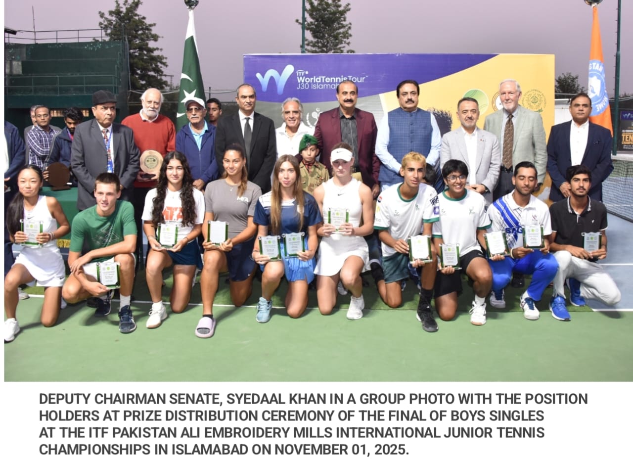 Deputy Chairman Senate Praises Youthful Spirit at Ali Embroidery Mills International Junior Tennis Championship