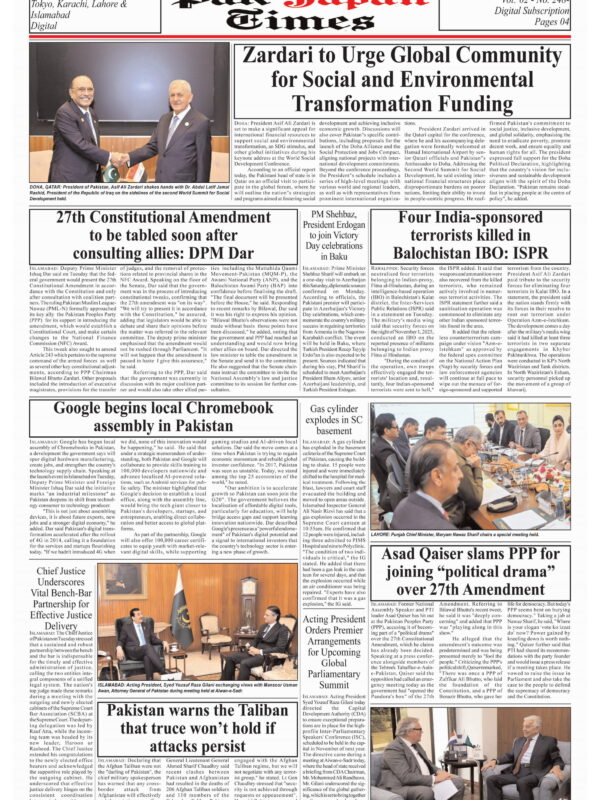 Zardari to Urge Global Community for Social and Environmental Transformation Funding