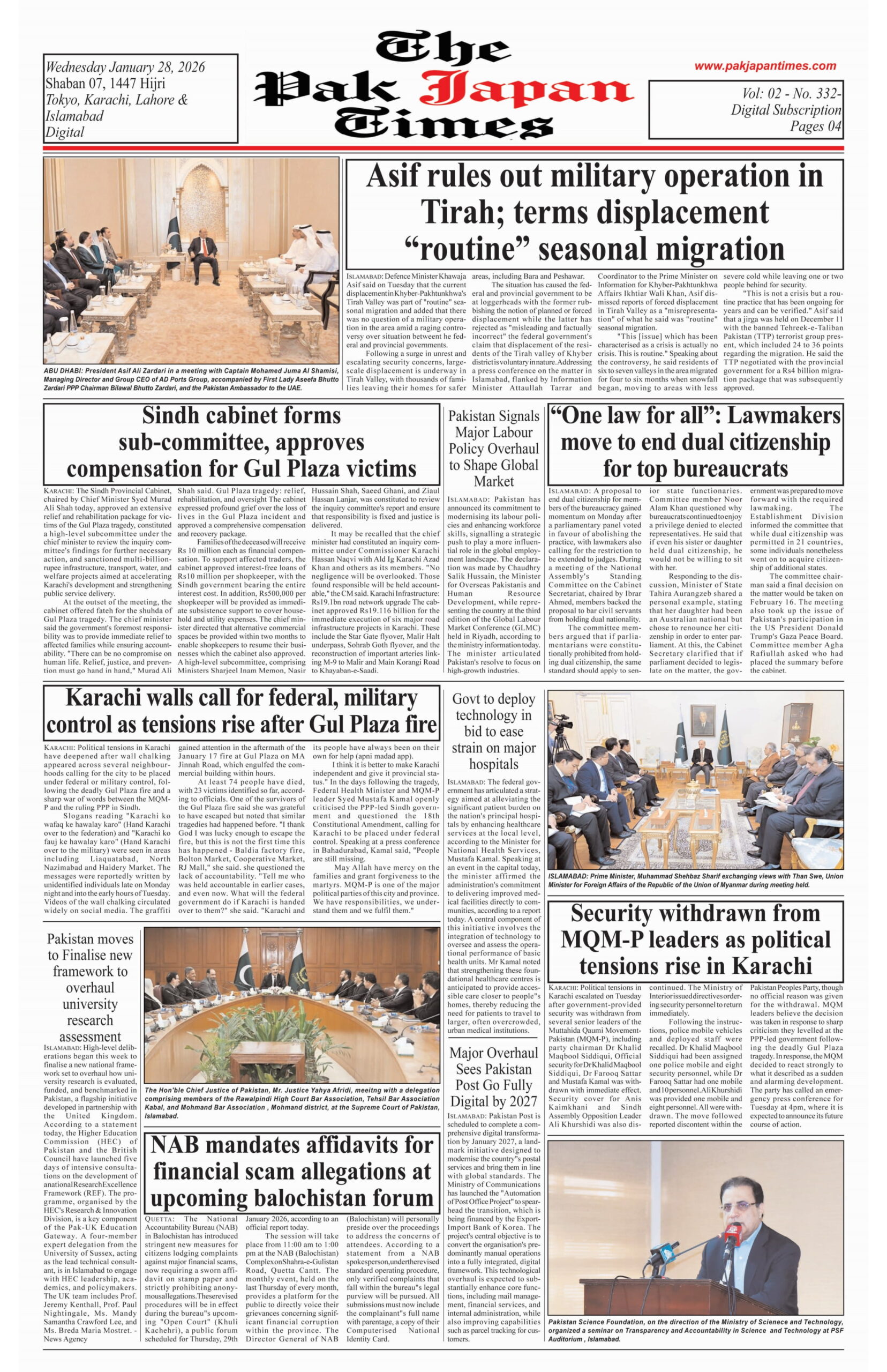 Asif rules out military operation in Tirah; terms displacement “routine” seasonal migration