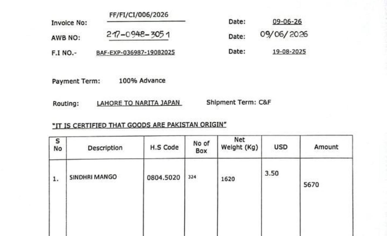 Huge Allegations of Under-Invoicing in Pakistan’s Mango Exports to Japan Prompt Call for Investigation